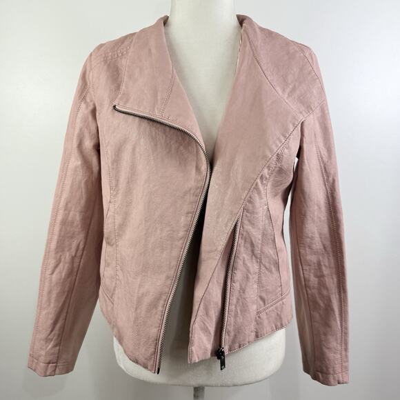 Anthropologie ETT:TWA Ripley Light Pink Faux Leather Moto Jacket SP Vegan Ribbed - Picture 12 of 16